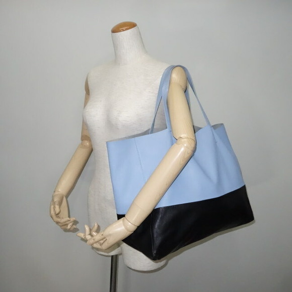 Celine Horizontal Cover Tote Bag Lambskin Bicolor Light Blue Black - Picture 3 of 8